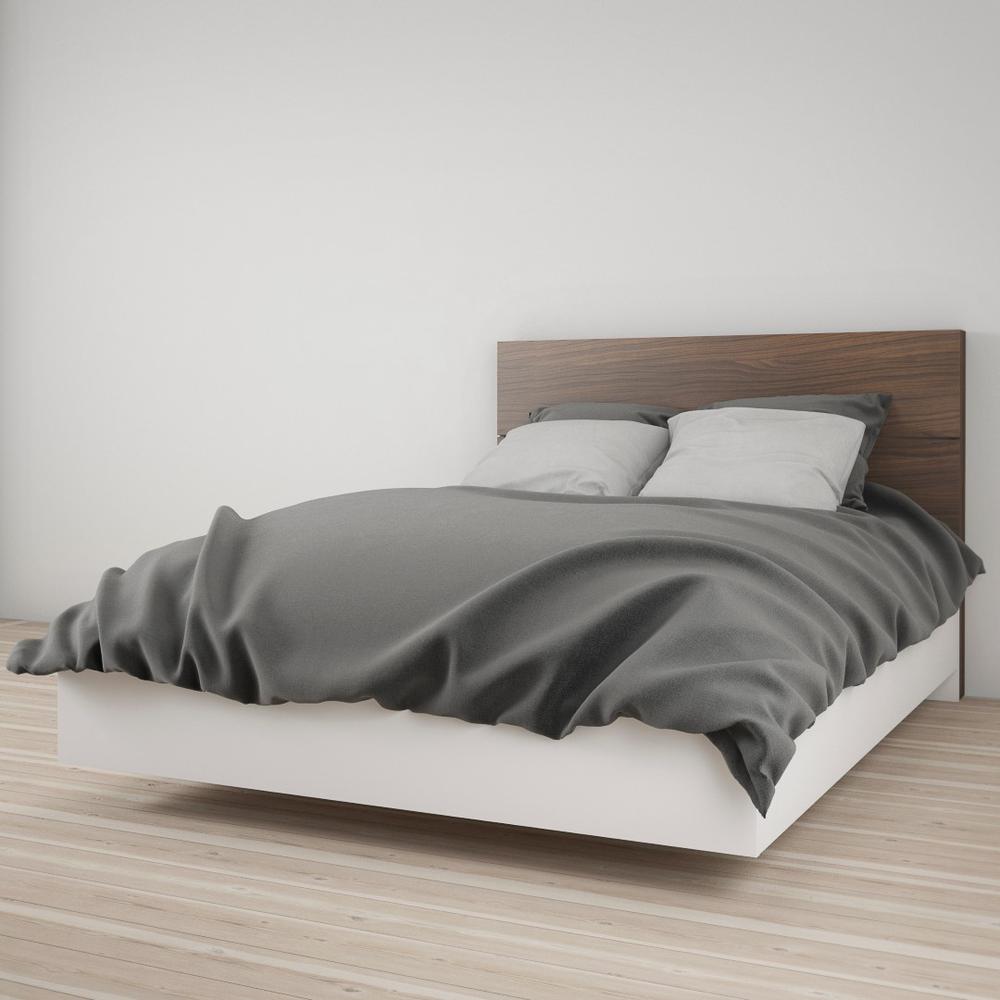 Nexera 2 Piece Full Size Bedroom Set, White And Walnut