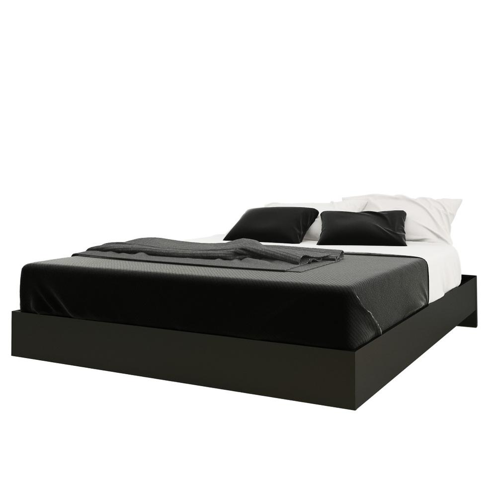 Image of Solari 4 Piece Queen Size Bedroom Set, Walnut And Black