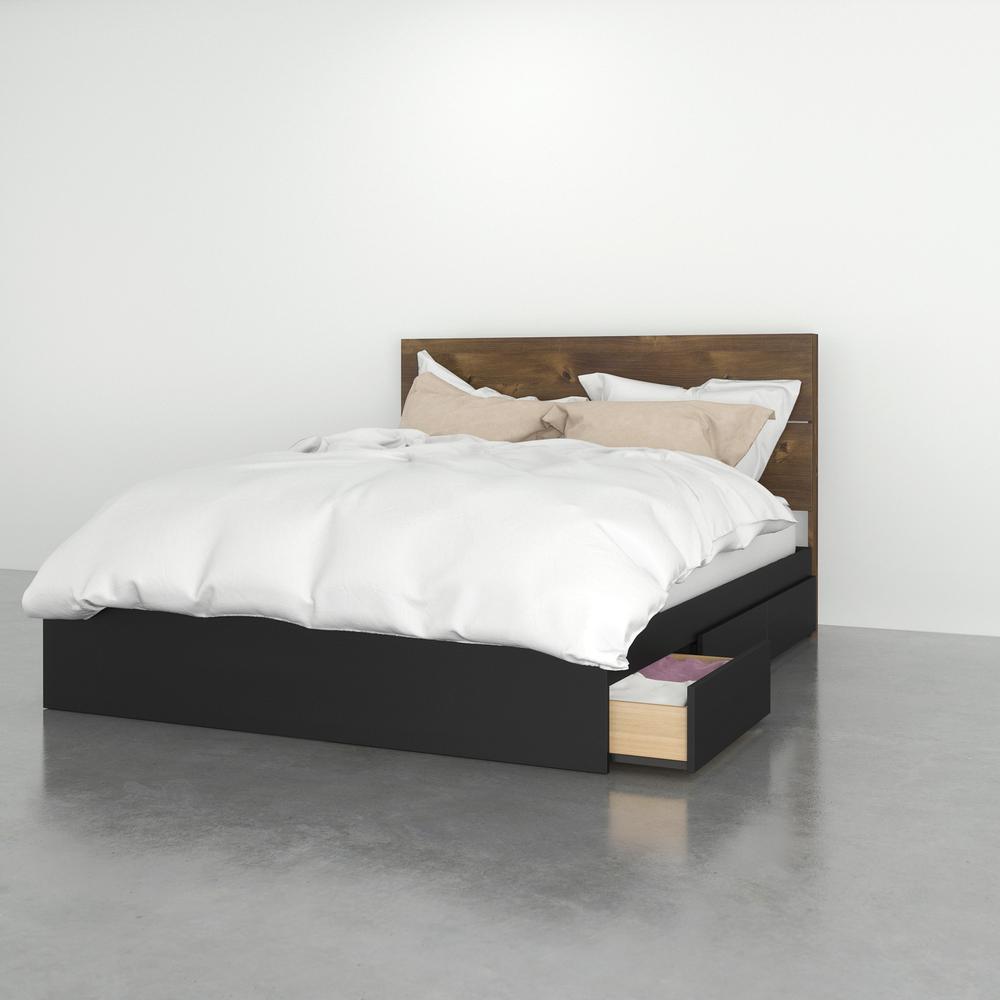 Nexera 2 Piece Queen Size Bedroom Set With 3 Drawers, Truffle & Black