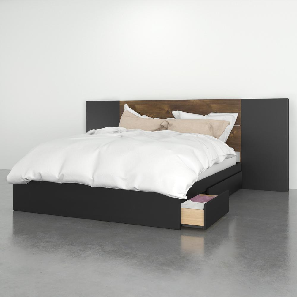 Nexera 3 Piece Queen Size Bedroom Set, Truffle & Black