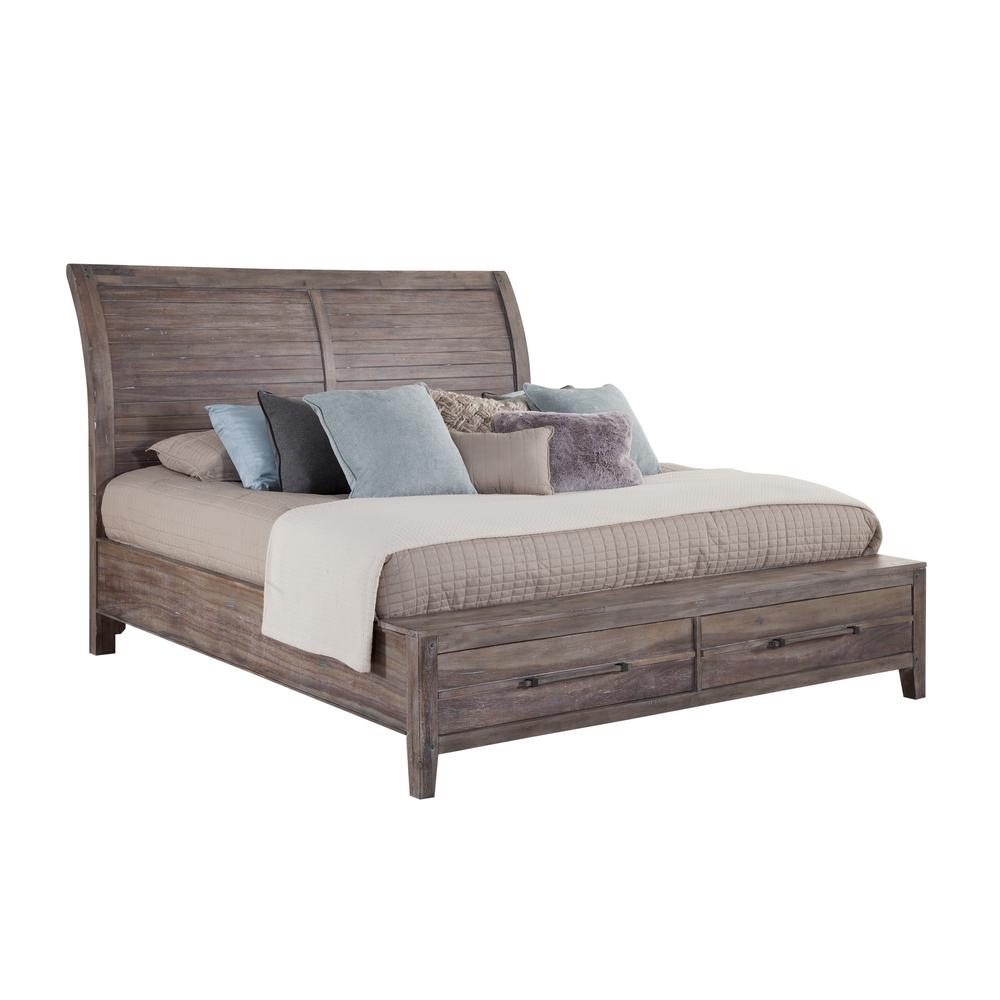 Image of Aurora Weathered Gray Queen Sleigh Bed