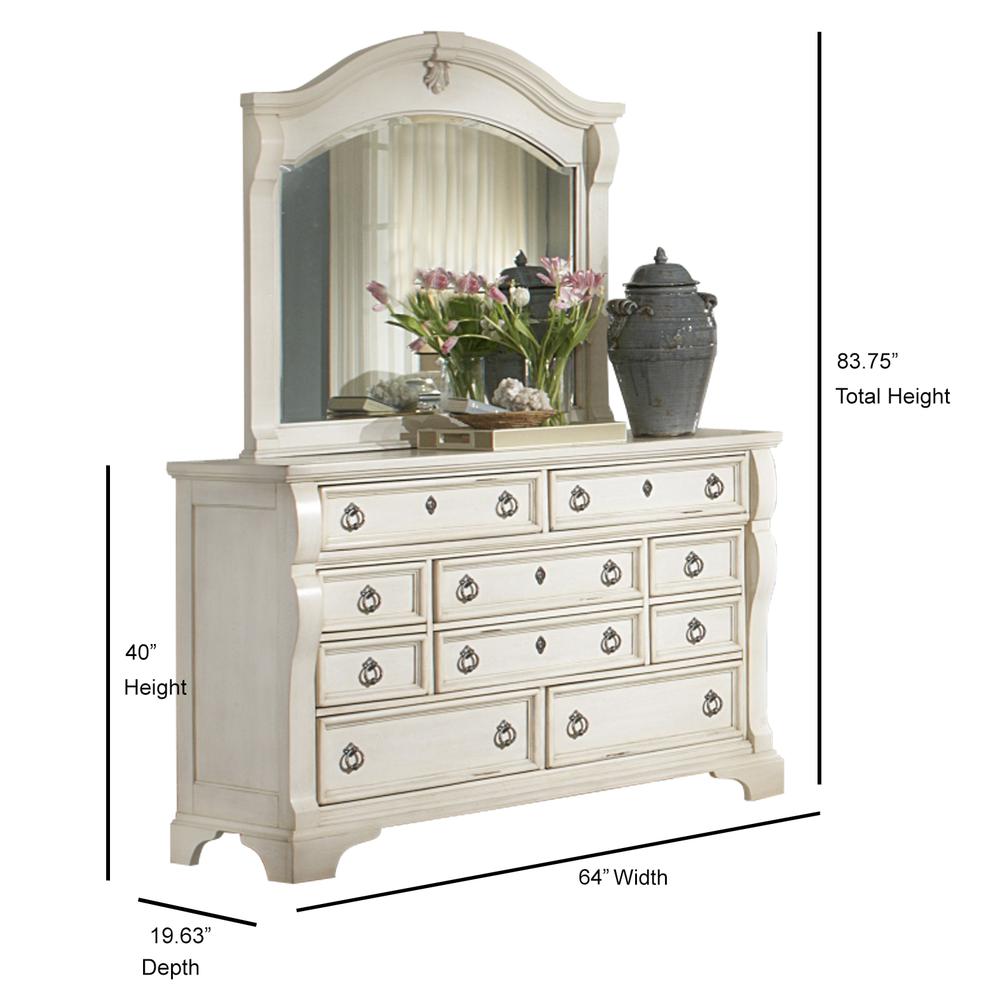 Image of Heirloom Antique White Dresser And Landscape Mirror Combo