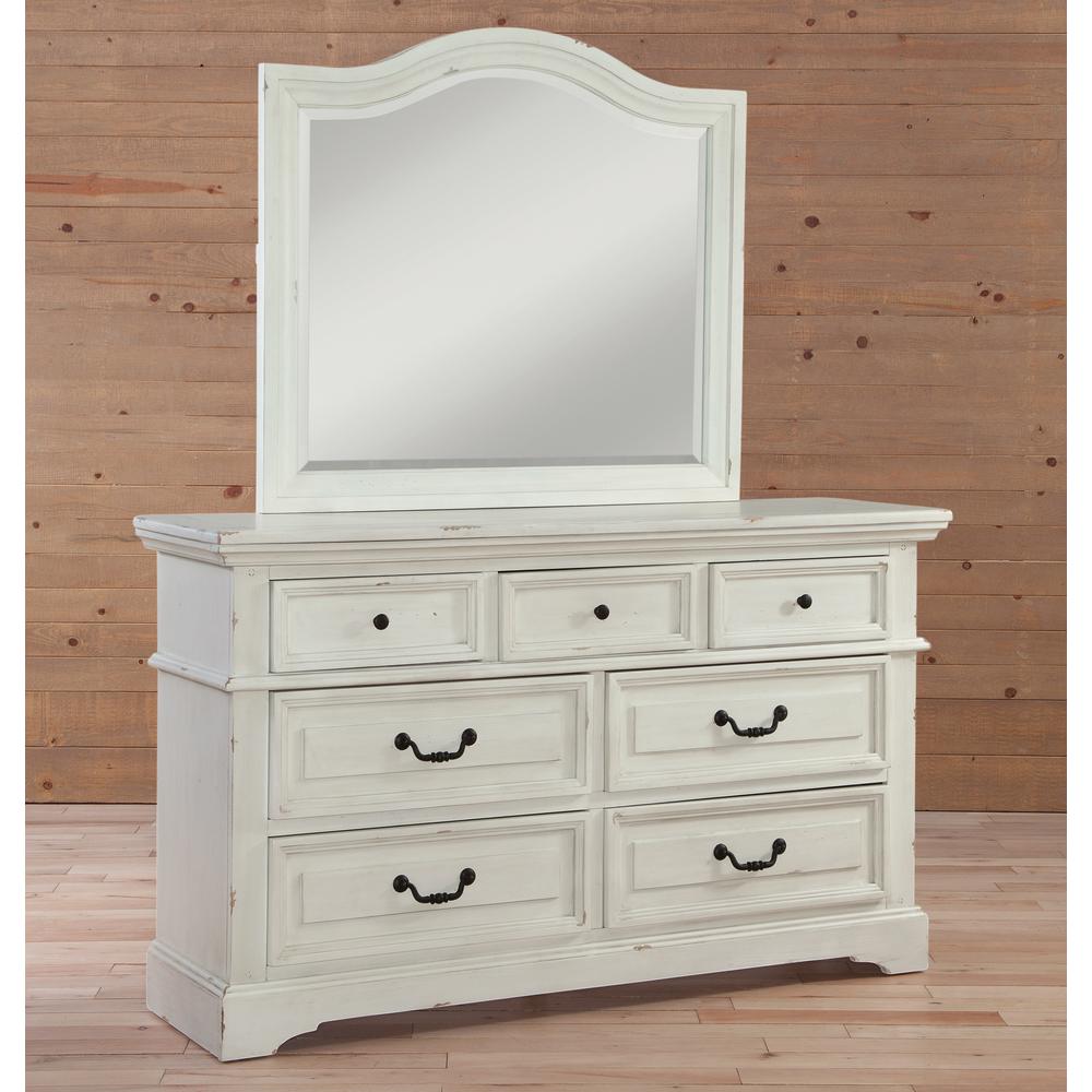 Stonebrook Antiqued White Dresser And Mirror