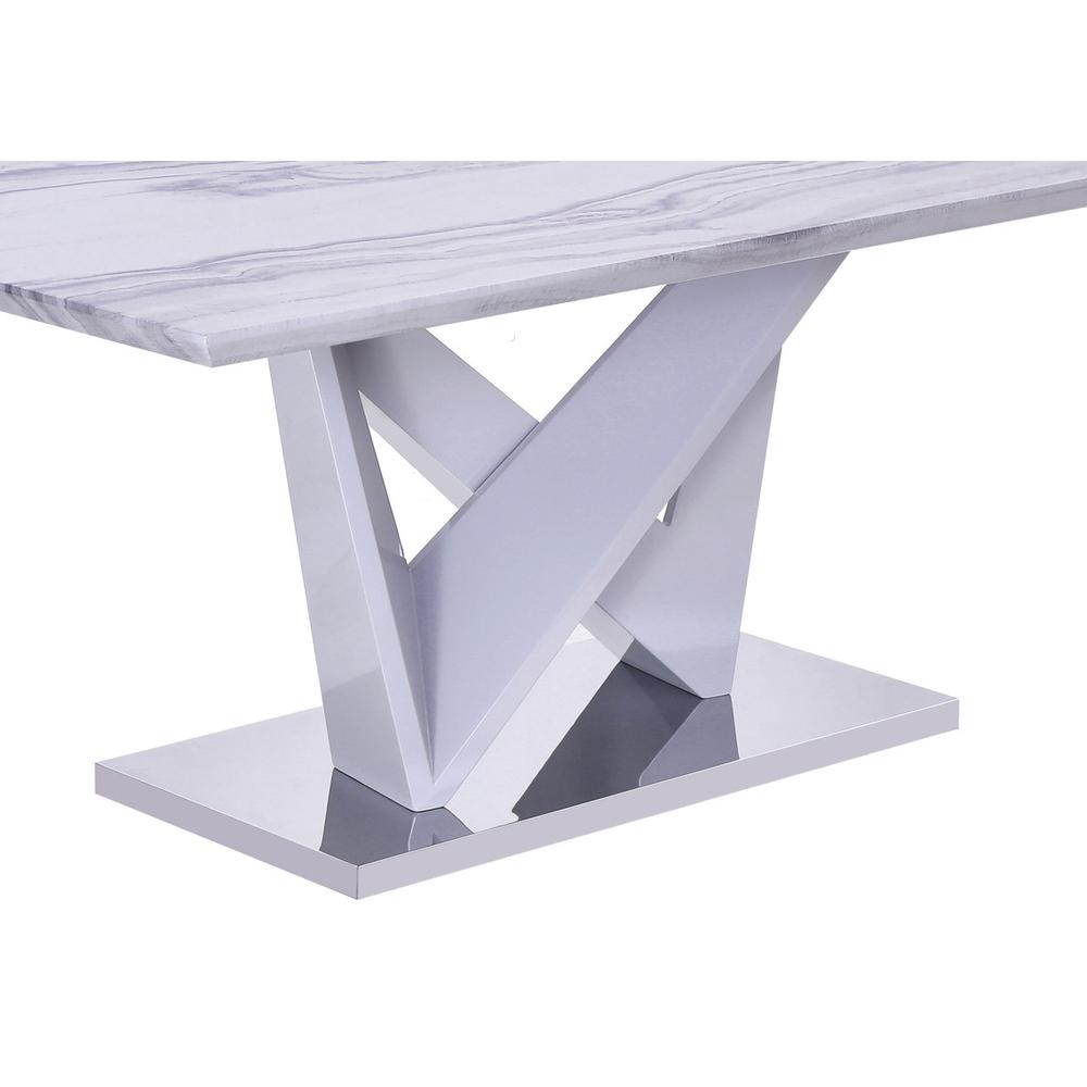 Pedestal Dining Table Faux Marble Look