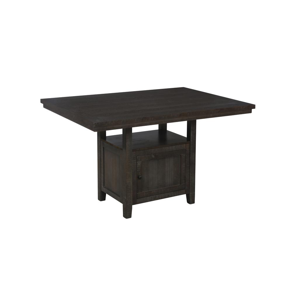 Classic Storage Counter Height Dining Table With Cabinet In Rustic Wood Finish