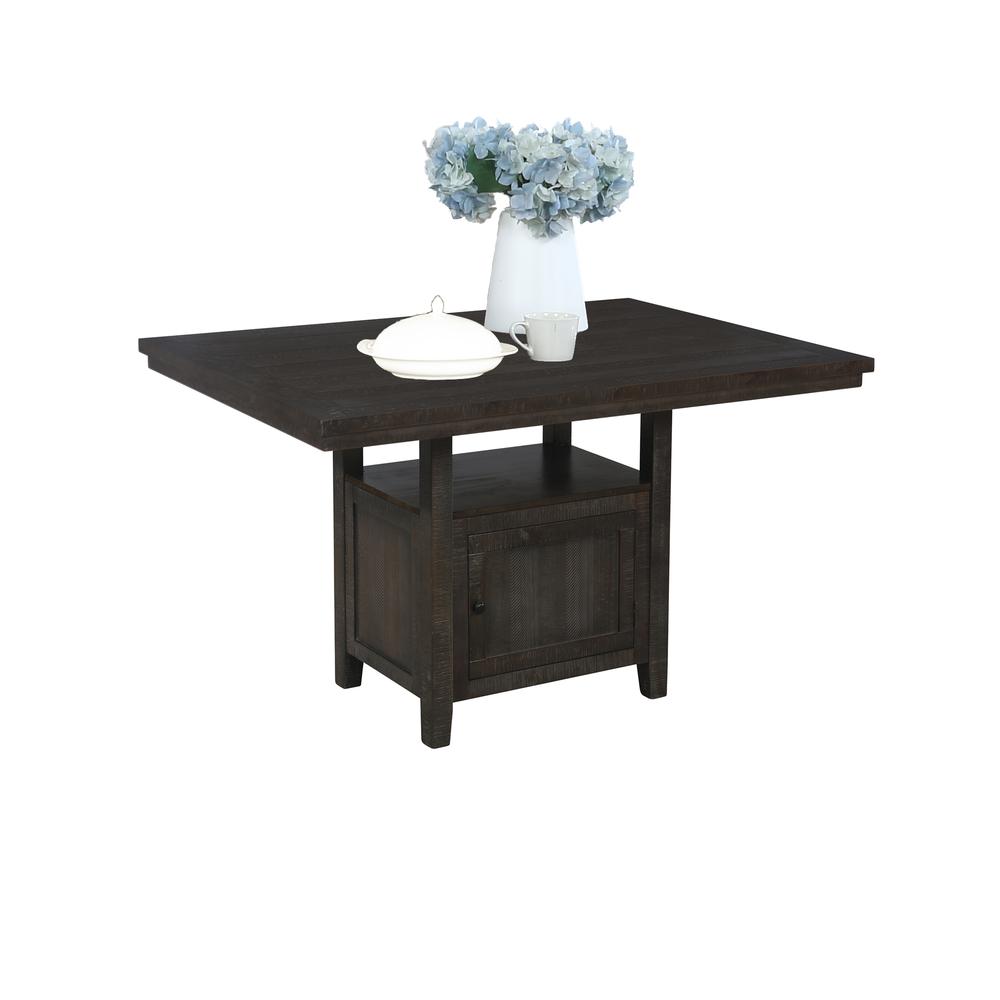 Image of Classic Storage Counter Height Dining Table With Cabinet In Rustic Wood Finish