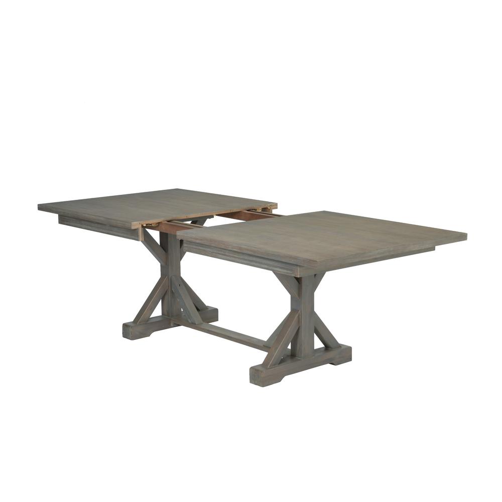 78"-96" Extension Dining Table W/Center 18-Inch Leaf, Rustic Grey Color