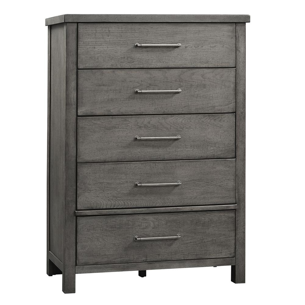 Image of Modern Farmhouse 5 Drawer Chest, Dusty Charcoal