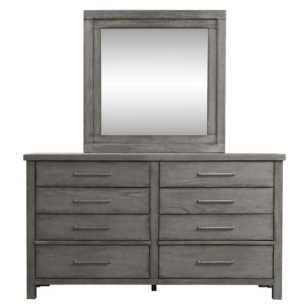 Image of Dresser & Mirror (406-Br-Dm), Dusty Charcoal Finish W/ Heavy Distressing