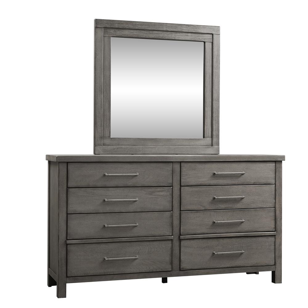 Dresser & Mirror (406-Br-Dm), Dusty Charcoal Finish W/ Heavy Distressing