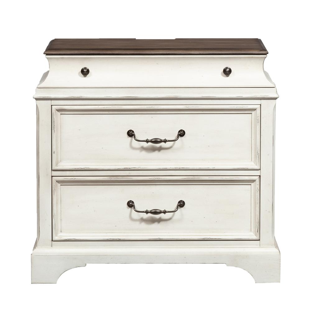 Accent Chest, Porcelain White Finish W/ Churchill Brown Tops