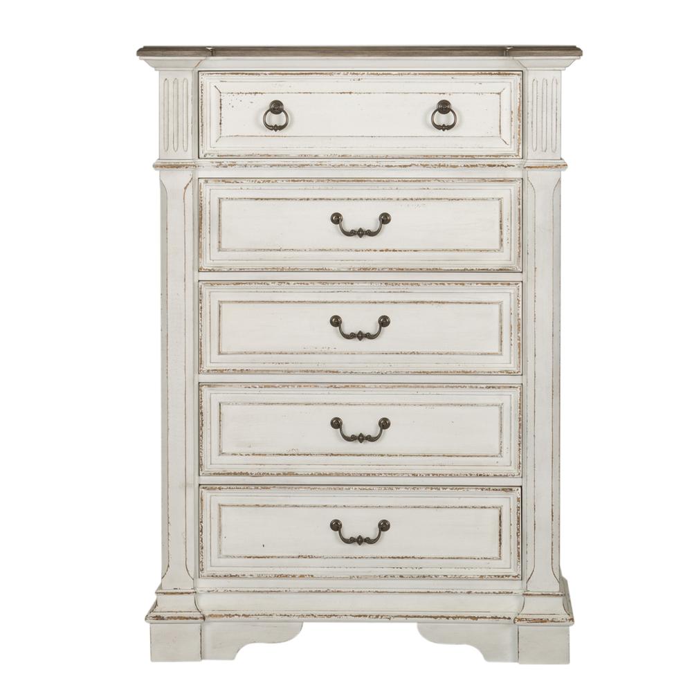 5 Drawer Chest In Antique White Finish