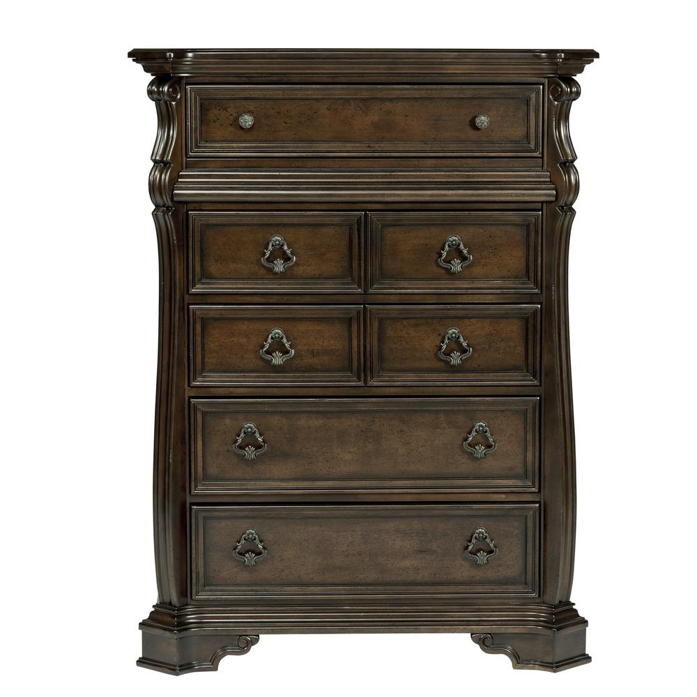 Arbor Place Bedroom 6 Drawer Chest, 42" X 19" X 56", Brownstone Finish