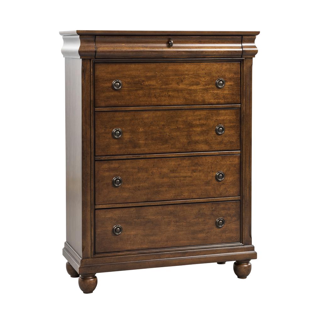 Image of 5 Drawer Chest, Rustic Cherry Finish