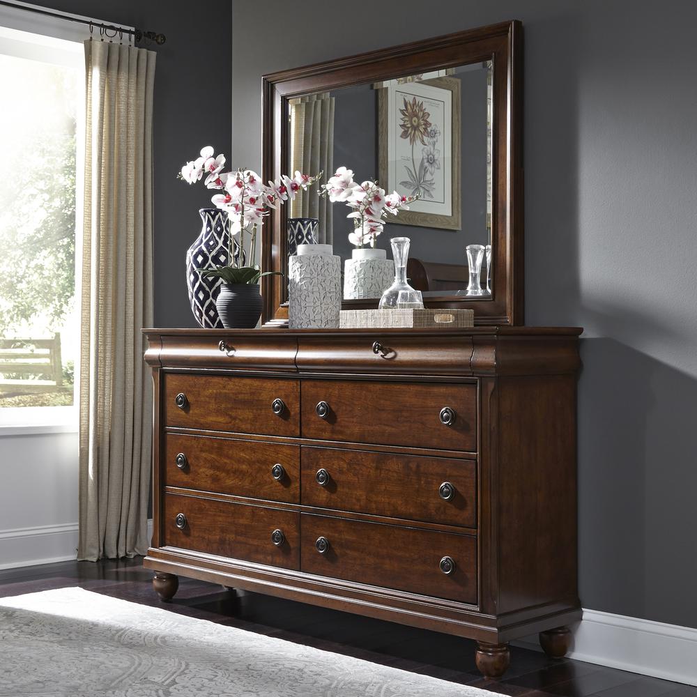 Rustic Traditions Dresser & Mirror, W64 X D18 X H80, Cherry