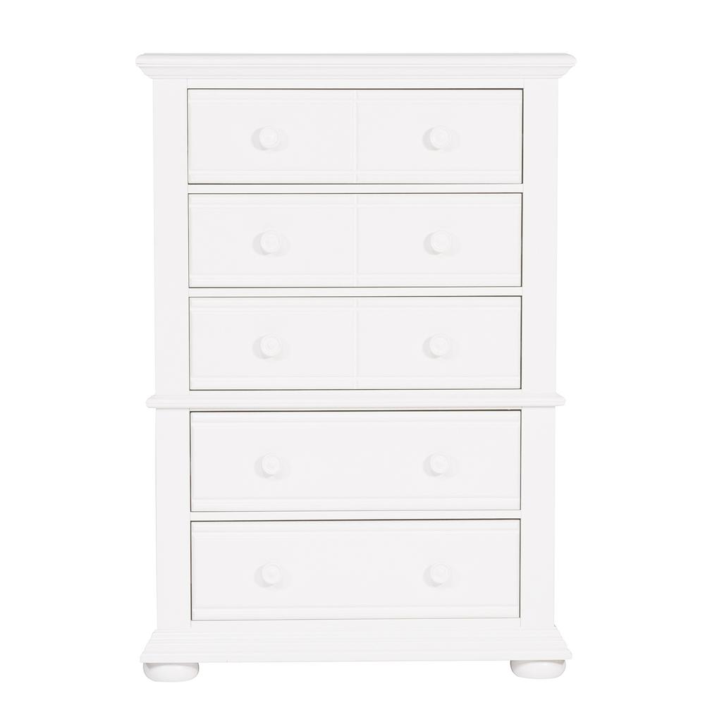 Image of 5 Drawer Chest, Oyster White Finish