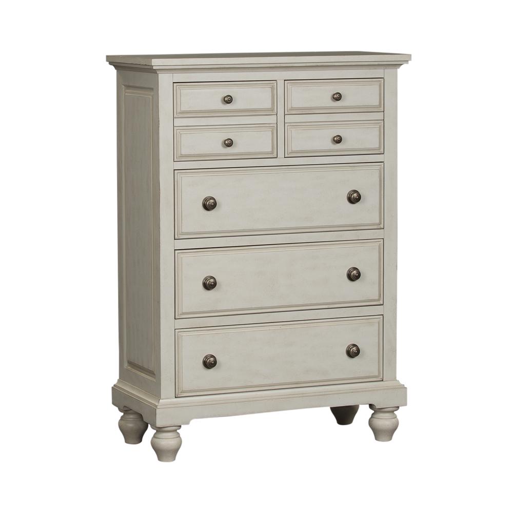 High Country 5 Drawer Chest, W38 X D18 X H54, White