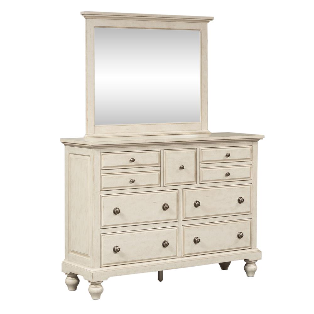 Dresser & Mirror (697-Br-Dm), Antique White Finish