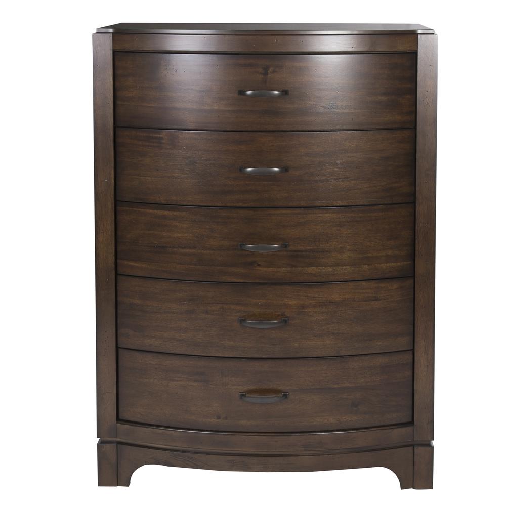 Image of 5 Drawer Chest, Pebble Brown Finish