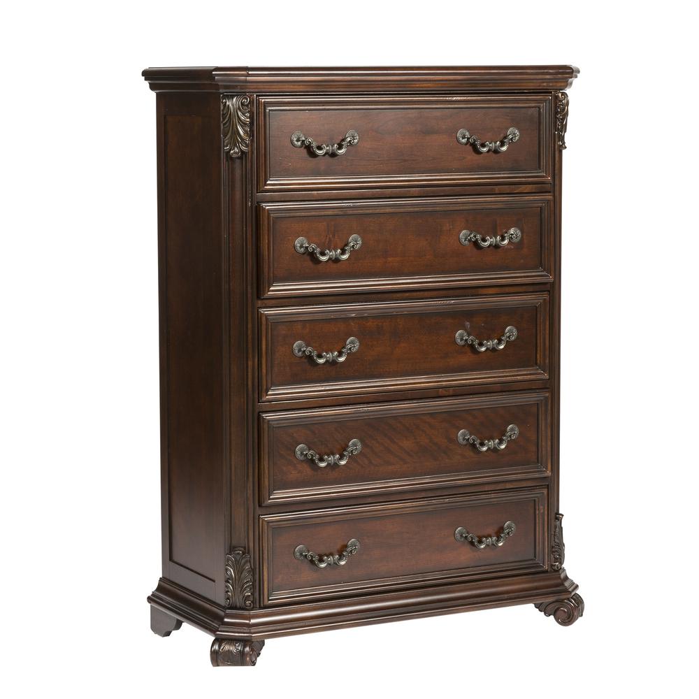 Image of 5 Drawer Chest, Cognac Finish