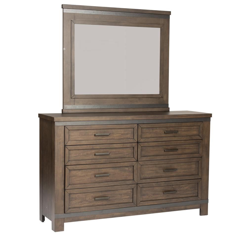 Image of Dresser & Mirror (759-Br-Dm), Rock Beaten Gray Finish With Saw Cuts