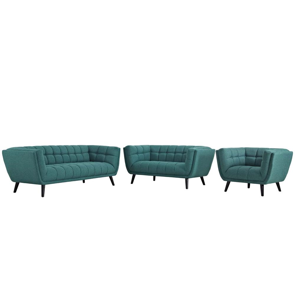 Image of Bestow 3 Piece Upholstered Fabric Sofa Loveseat And Armchair Set