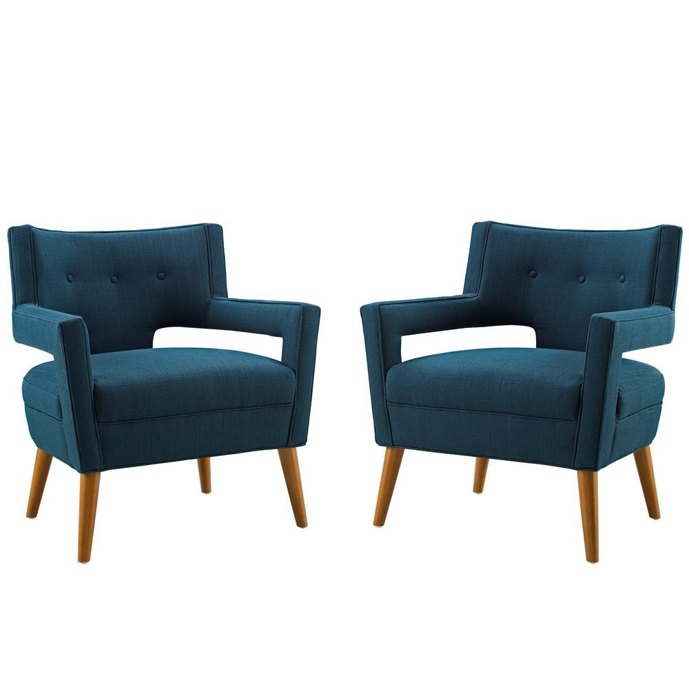 Image of Sheer Upholstered Fabric Armchair Set Of 2 - Azure Eei-4082-Azu
