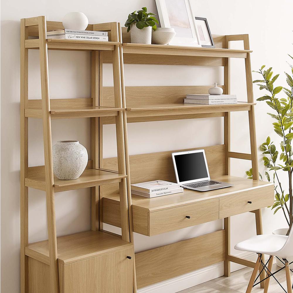 Bixby Oak Wood Office Desk and Bookshelf Set - 2 Pieces
