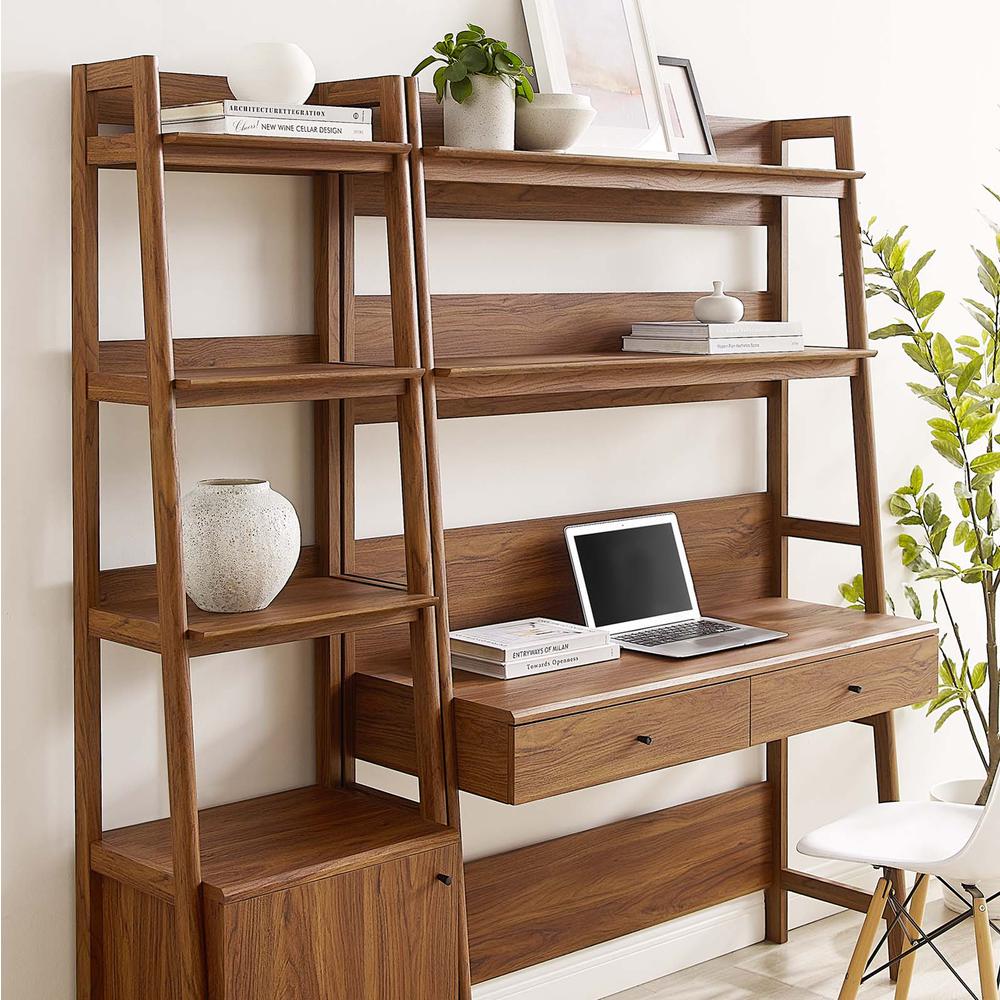 Bixby Wood Office Desk and Bookshelf Set - 2-Piece, Walnut