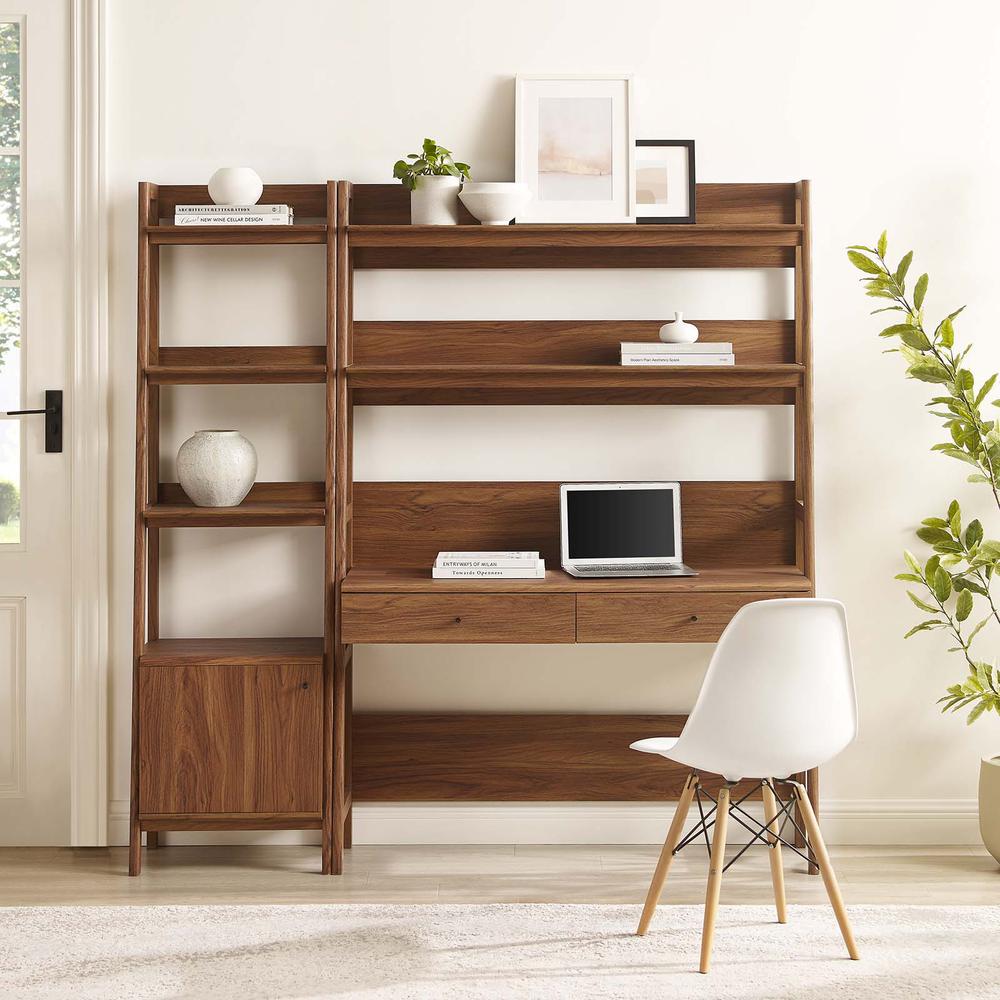 Bixby Wood Office Desk and Bookshelf Set - 2-Piece, Walnut