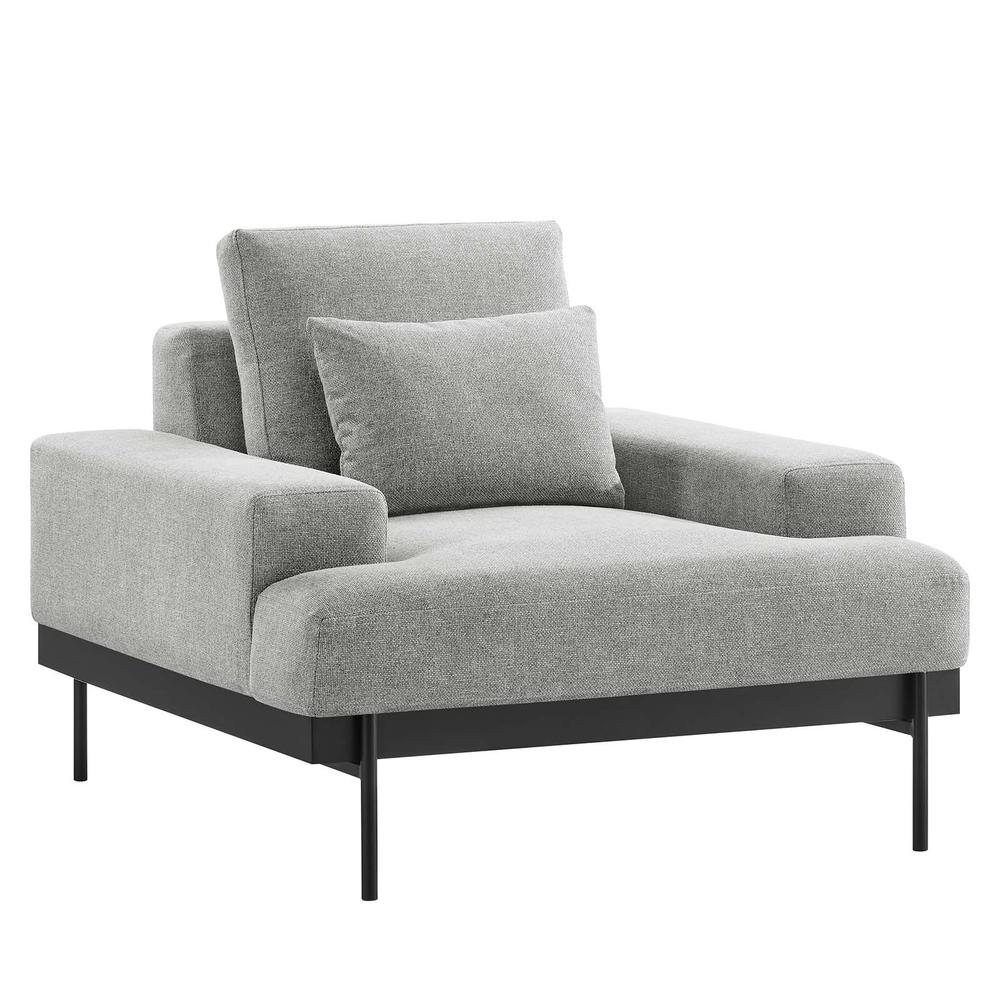 Image of Proximity Upholstered Fabric Armchair, Light Gray