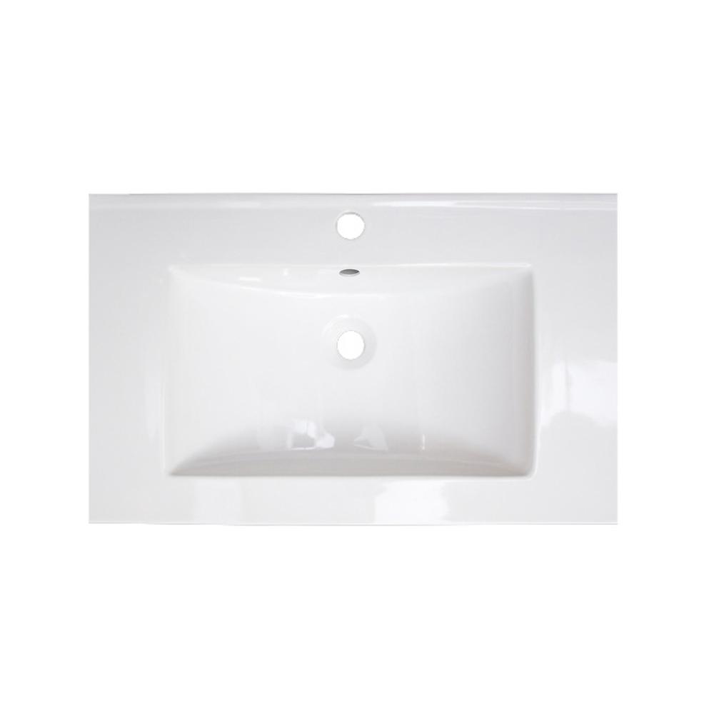 American Imaginations 23.75-In. W 1 Hole Ceramic Top Set In White Color - Overflow Drain Incl., Ai-23486