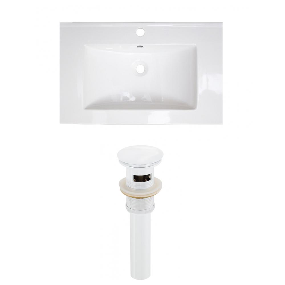 Image of American Imaginations 23.75-In. W 1 Hole Ceramic Top Set In White Color - Overflow Drain Incl., Ai-23486
