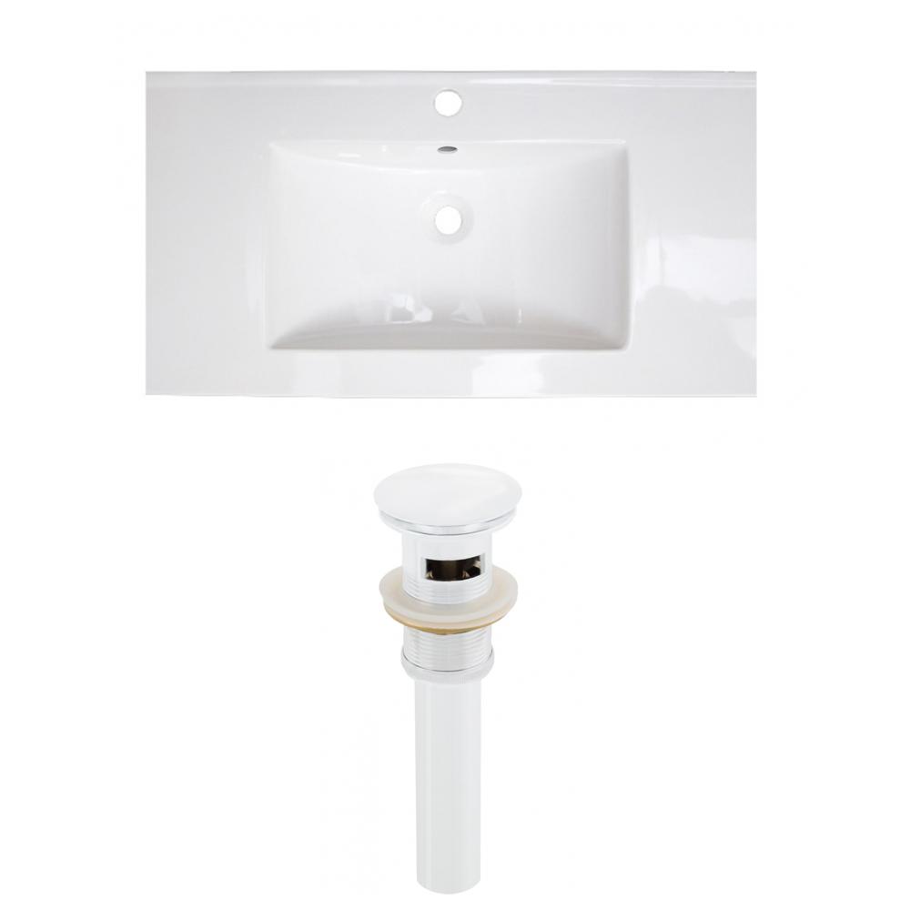Image of American Imaginations 32-In. W 1 Hole Ceramic Top Set In White Color - Overflow Drain Incl., Ai-23493