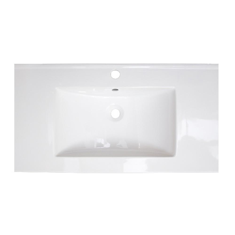American Imaginations 32-In. W 1 Hole Ceramic Top Set In White Color - Overflow Drain Incl., Ai-23497