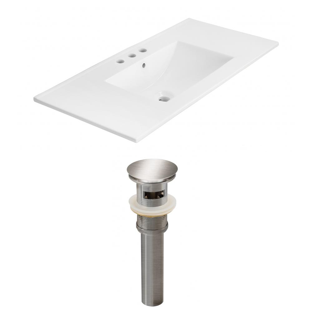Image of American Imaginations 35.5-In. W 3H4-In. Ceramic Top Set In White Color - Overflow Drain Incl., Ai-23683