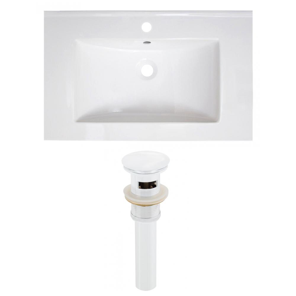 Image of American Imaginations 30-In. W 1 Hole Ceramic Top Set In White Color - Overflow Drain Incl., Ai-23769