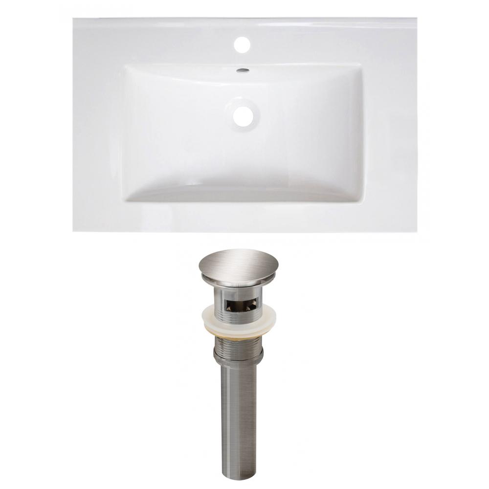 Image of American Imaginations 30-In. W 1 Hole Ceramic Top Set In White Color - Overflow Drain Incl., Ai-23770