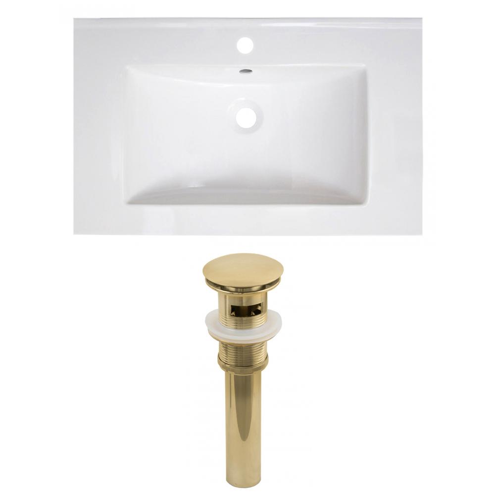 Image of American Imaginations 30-In. W 1 Hole Ceramic Top Set In White Color - Overflow Drain Incl., Ai-23773