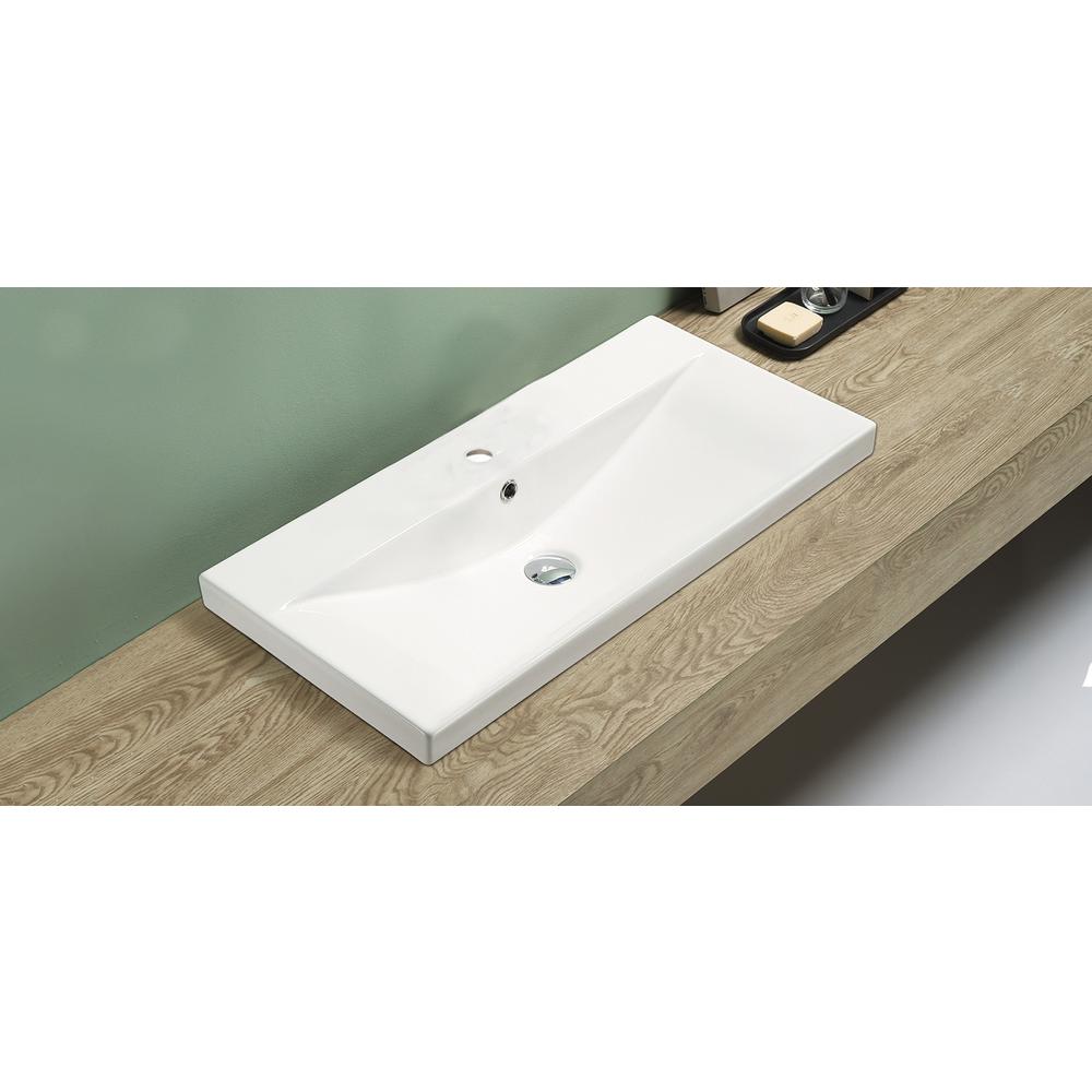 American Imaginations 31.73-In. W 15.51-In. D Ceramic Top In White Color For 1 Hole Faucet, Ai-29241