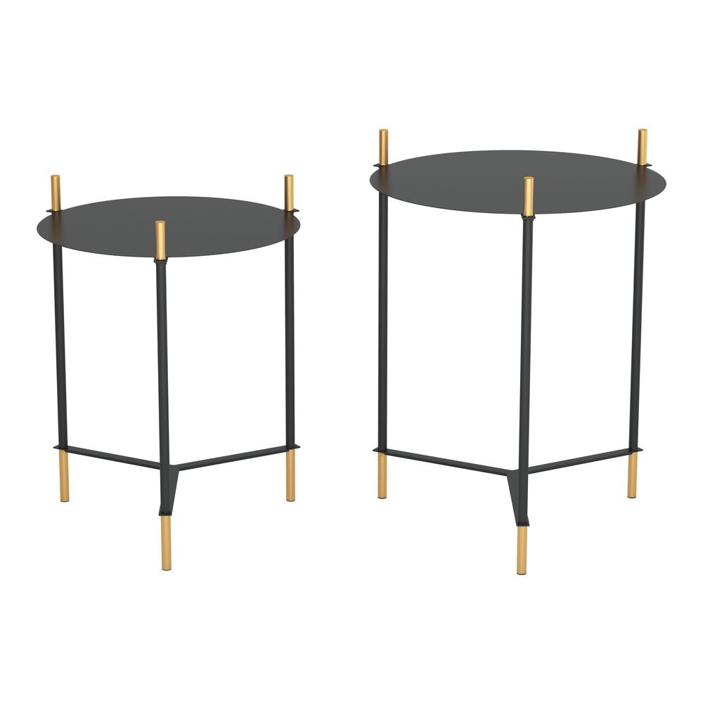 Jerry Side Tables (Set Of 2) Black & Gold