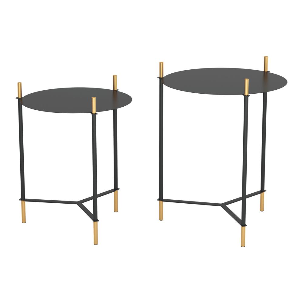Image of Jerry Side Tables (Set Of 2) Black & Gold