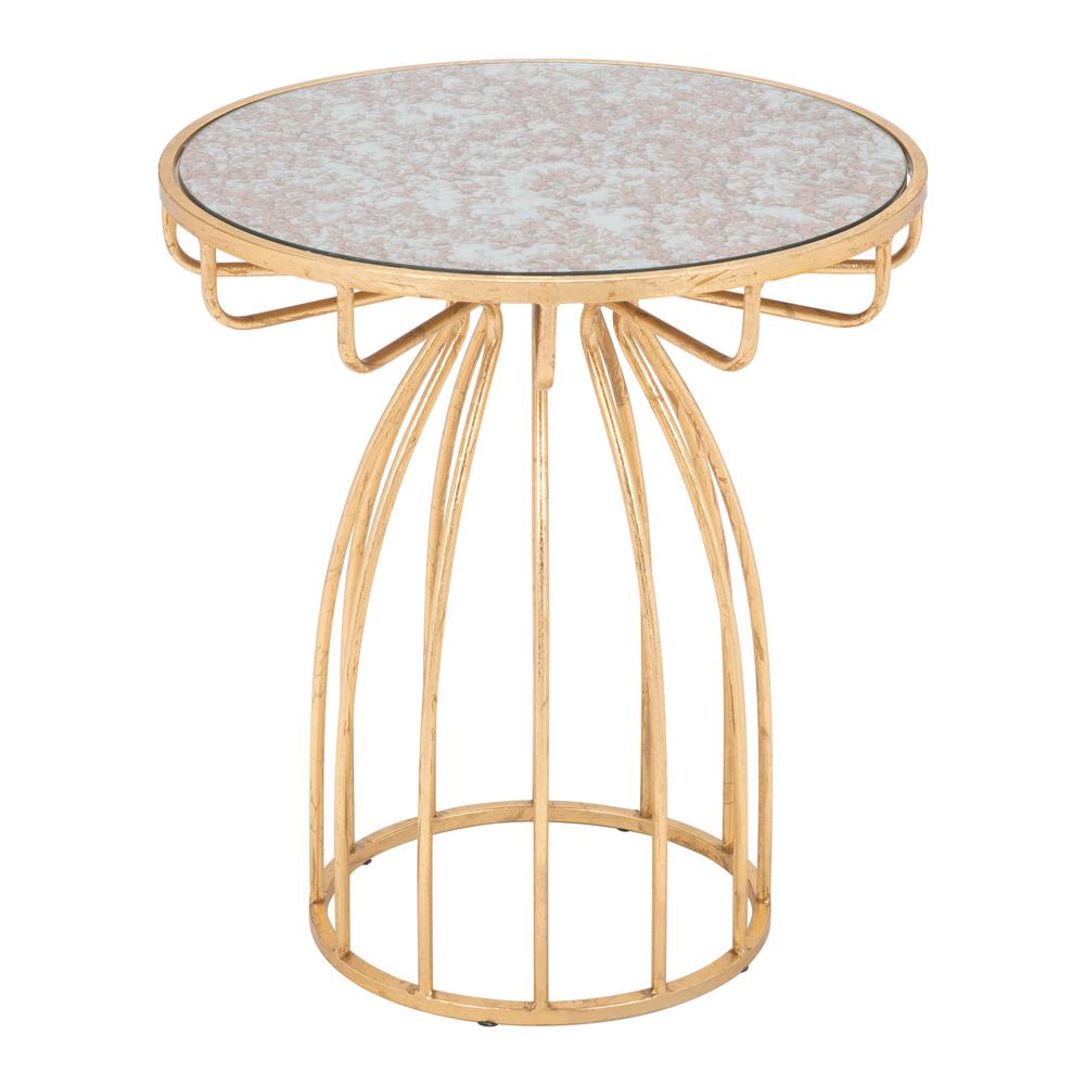 Silo Side Table Mirror & Gold