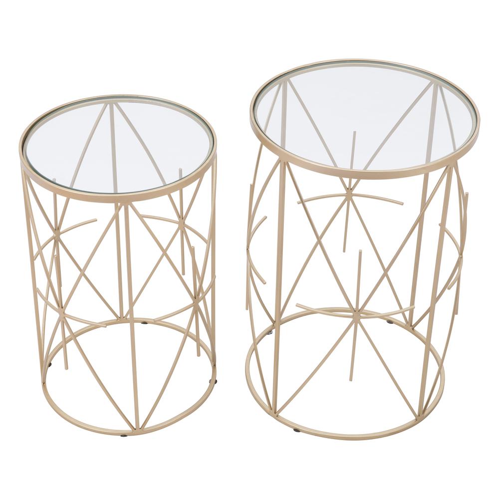 Hadrian Side Tables (Set Of 2) Gold & Clear