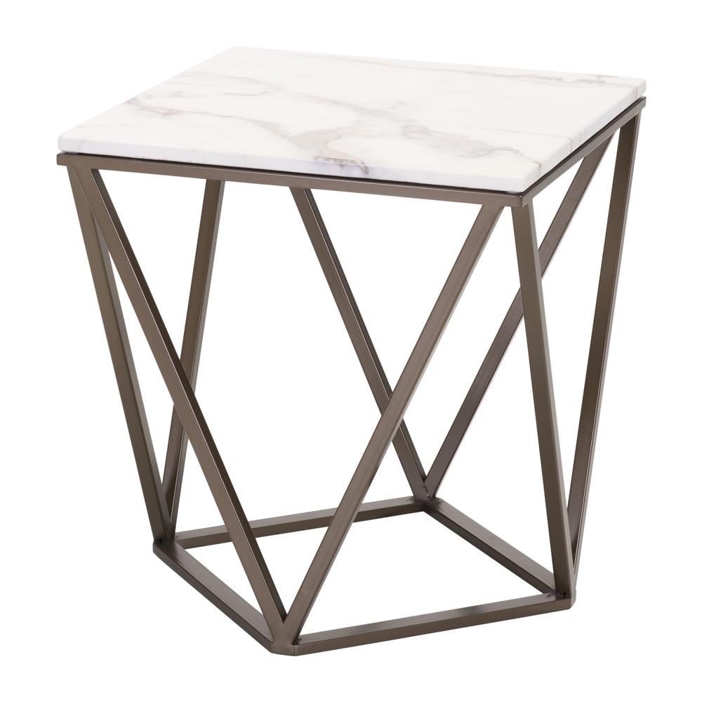 Image of Tintern End Table White & Antique Brass