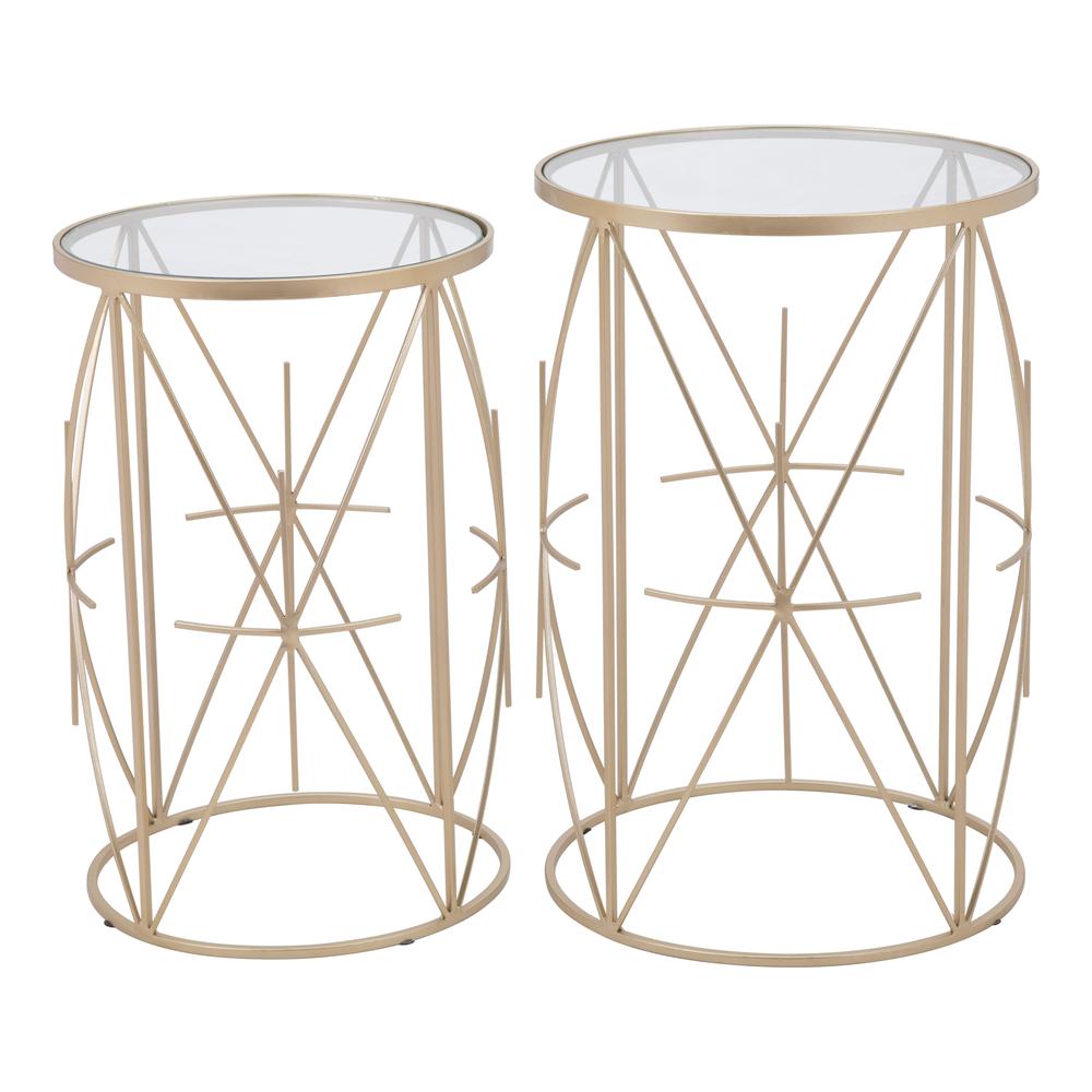 Hadrian Side Tables (Set Of 2) Gold & Clear