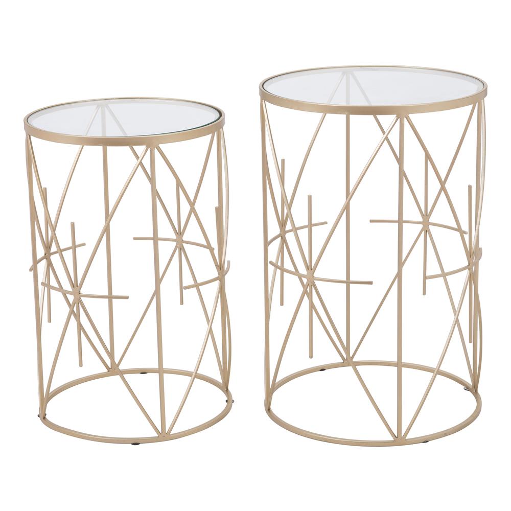 Image of Hadrian Side Tables (Set Of 2) Gold & Clear