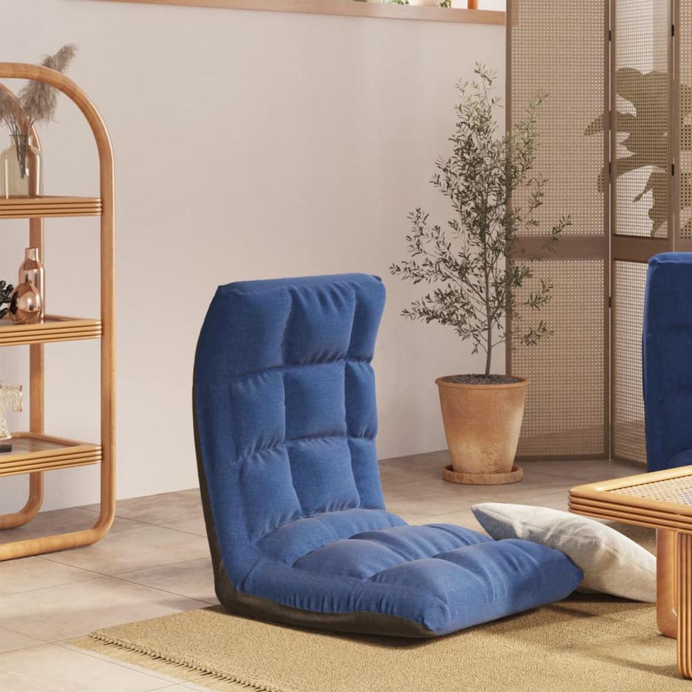Image of Vidaxl Folding Floor Chair Blue Fabric, 336588