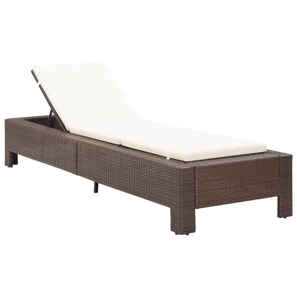 Image of Vidaxl Sunbed With Cushion Brown Poly Rattan, 46235