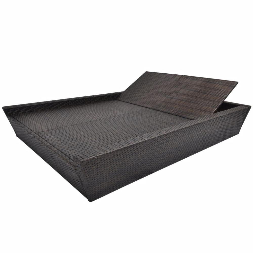 Vidaxl Outdoor Lounge Bed With Cushion Poly Rattan Brown, 42902